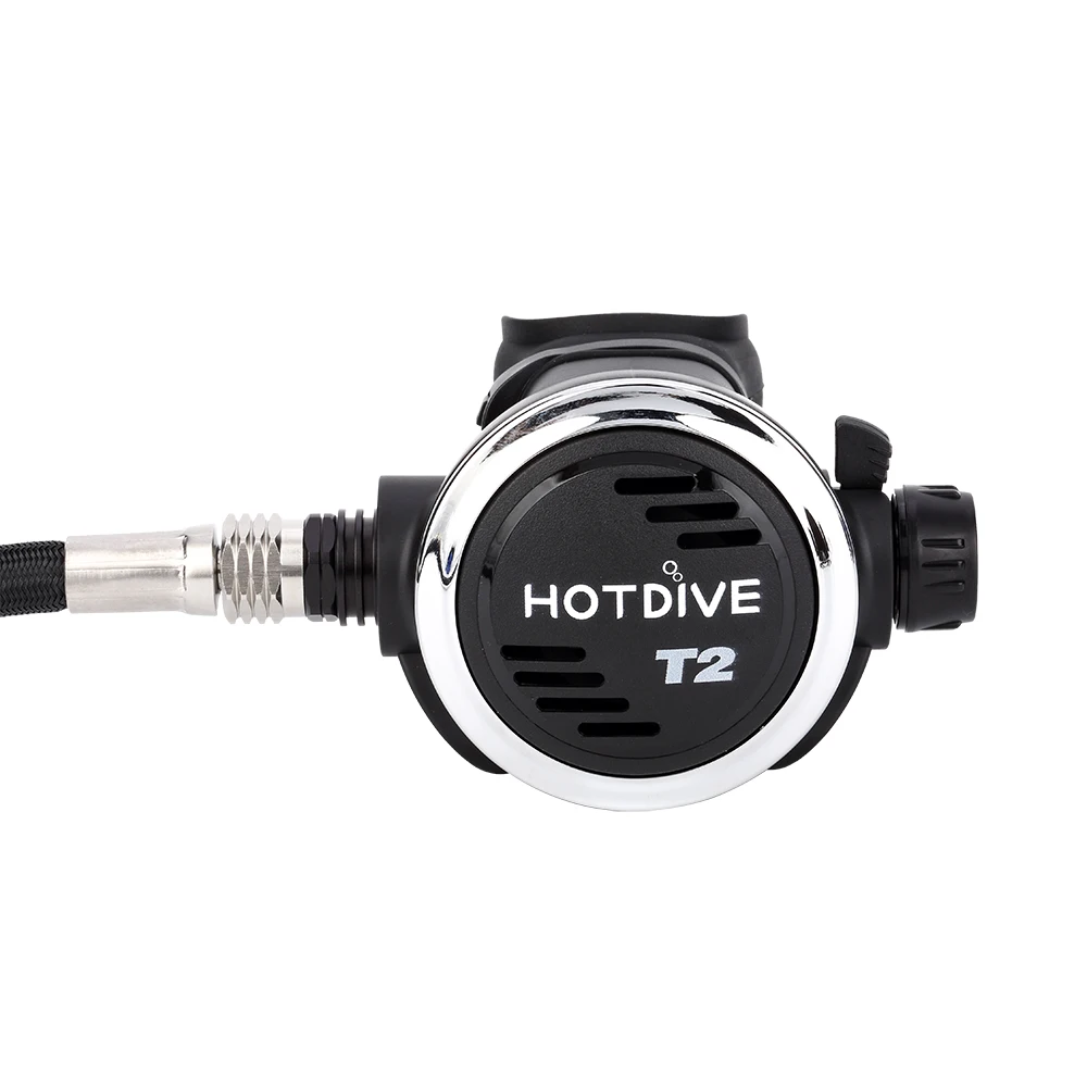 HOTDIVE Diving Equipment T2 Balanced Adjustable Scuba Breathing Regulator 2nd Stage Octopus with Hose