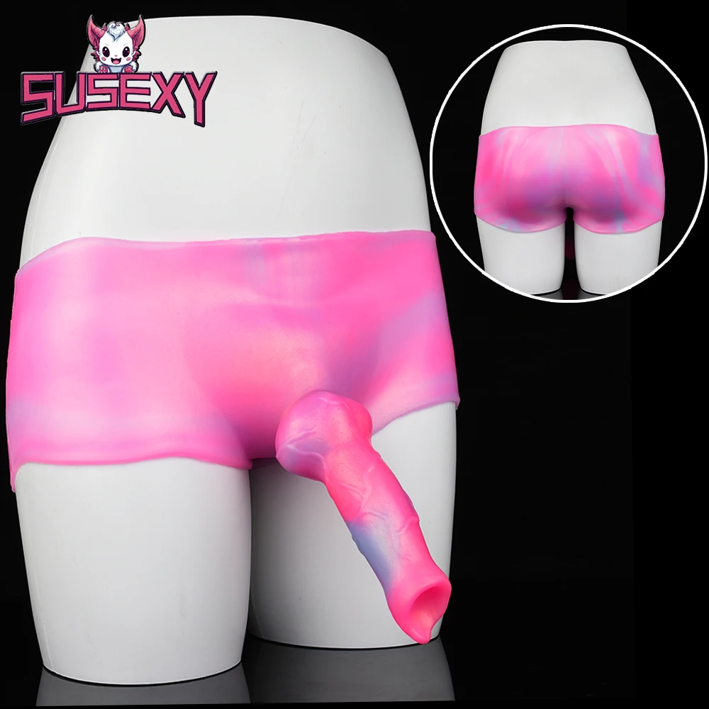 

SUSEXY Silicone Fantasy Strap-on Wolf Dildo Pants Wearable Penis Stretchable Butt Plug Sex Toys For Women Lesbian Masturbator