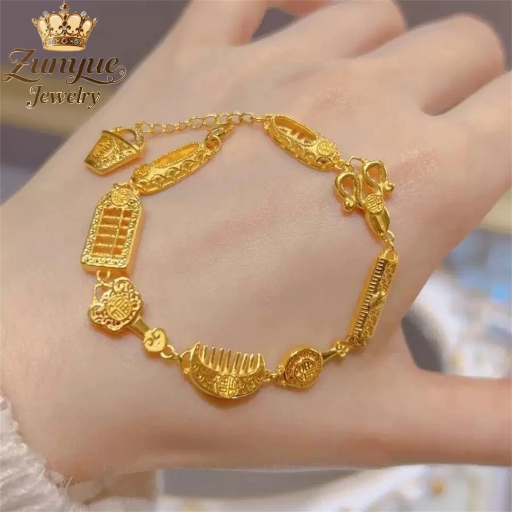 

High-End Sand Gold Hollowed-Out Abacus Bracelet Luxury Quality Jewelry Best Selling Fashion Jewelry Exquisite Charms Popular