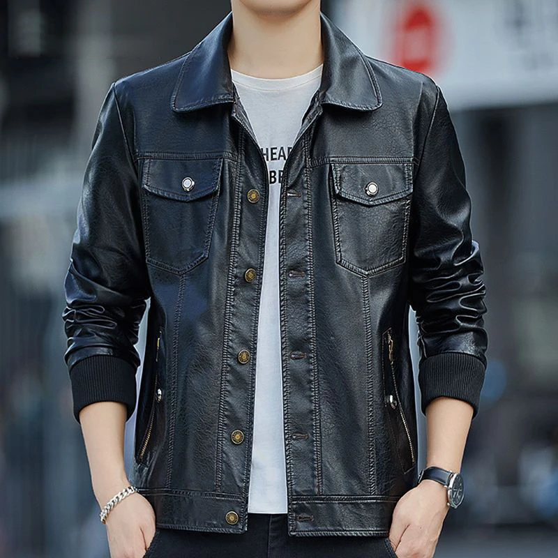 

Men's Leather Jacket Brand Spring Autumn Casual Cargo Genuine Leather Jacket Natural Leather Riding Bike Jacket Fat Large Size