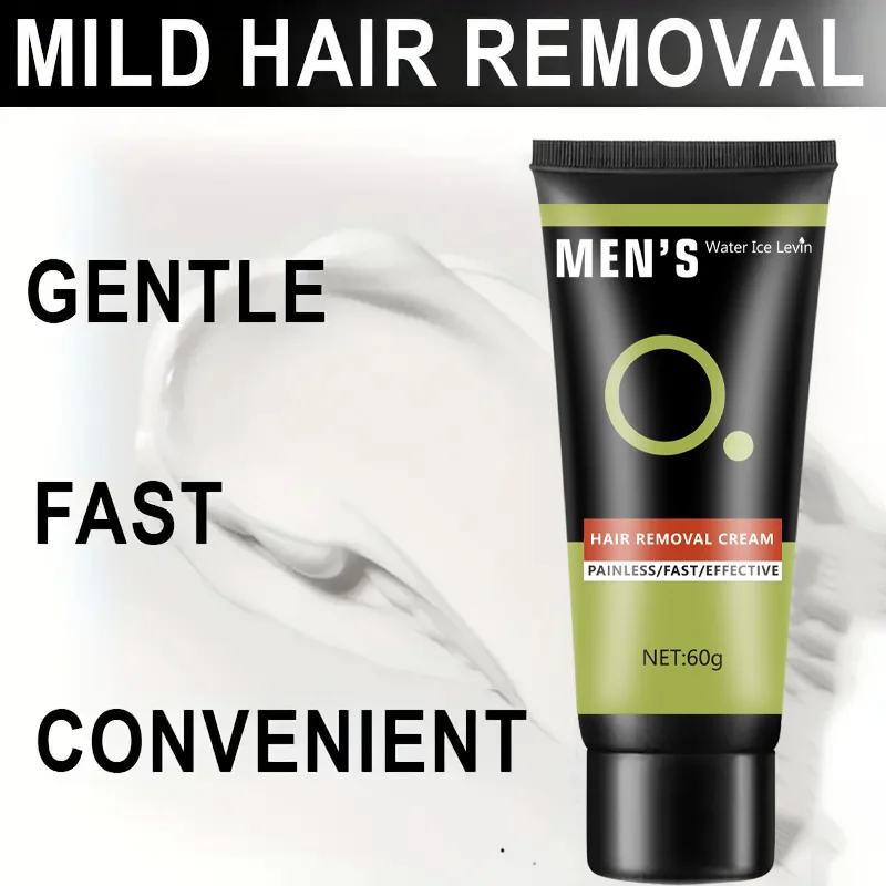 Hair Removal Cream - Gentle and Effective, Suitable for Chest, Arms, Beard, and Underarms, No Need for Rinsing, 60g