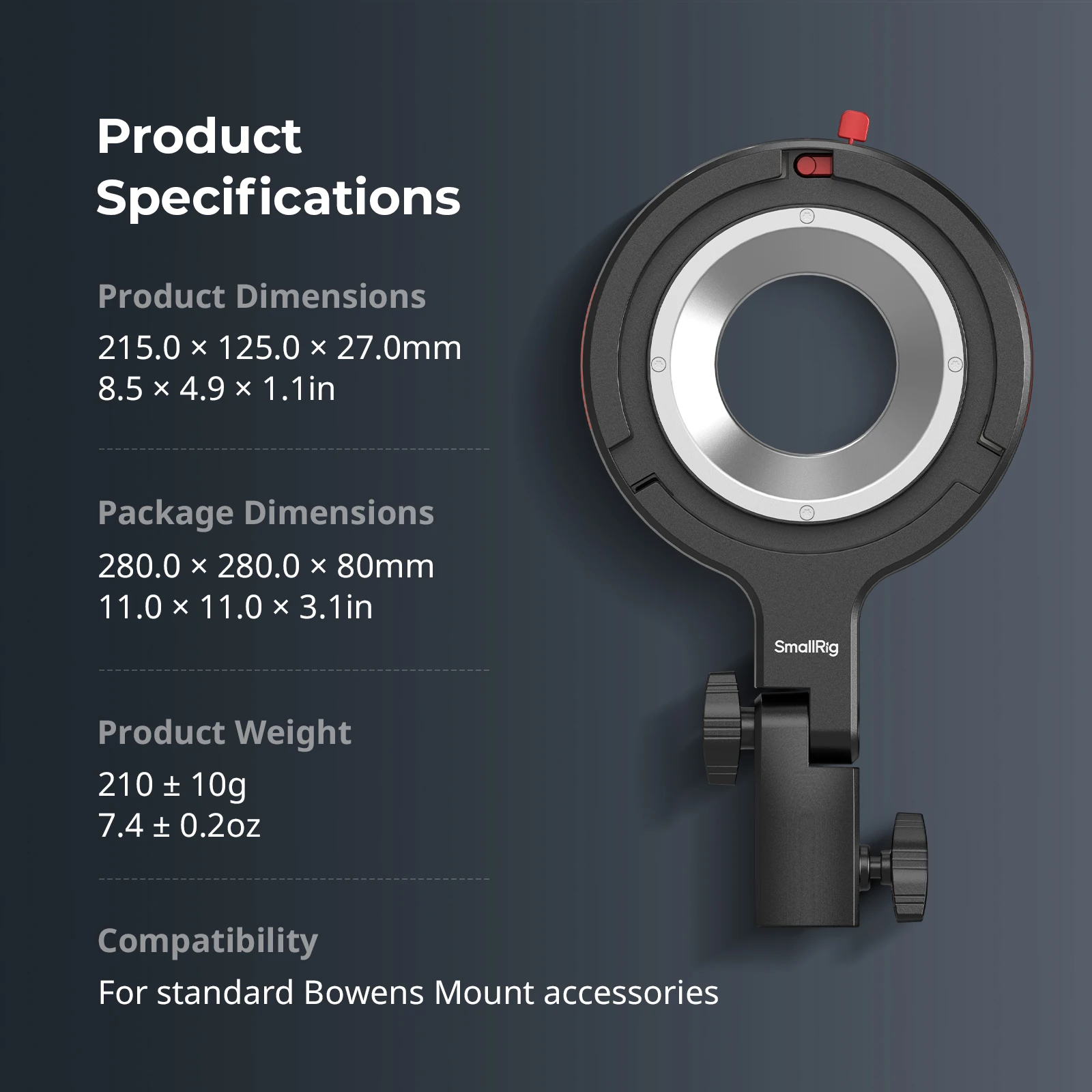 Smallrig Bowens Mount Adapter Deel, Ondersteunt Montage De D85 Parabolische Softbox & RA-F150, Maximaal Laadvermogen Van 1.5Kg-4476