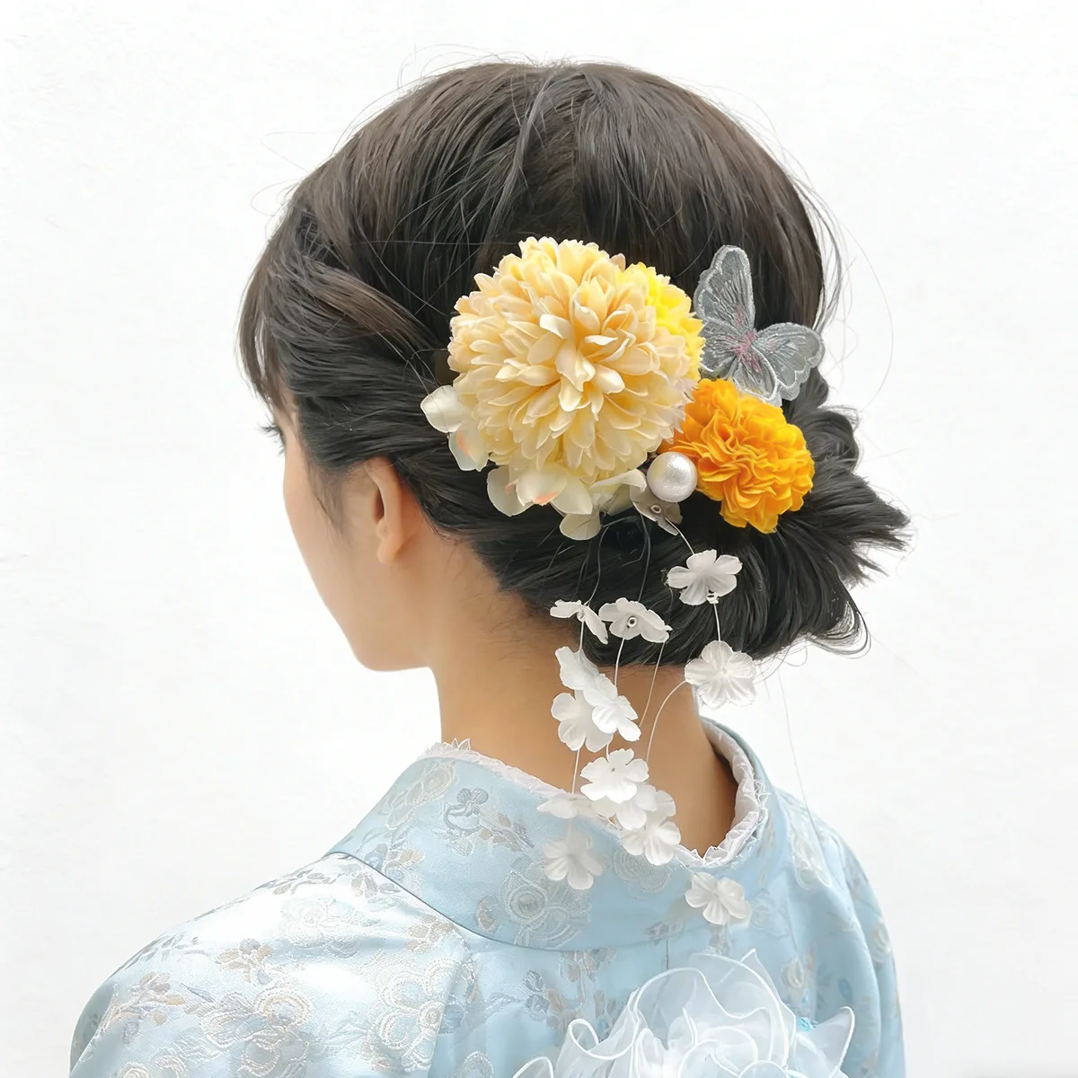 Handmade Japanese Kanzashi Hair Clip Set Silk Floral Kimono Hair Accessories Geisha Headdress Vintage Hairpin for Women