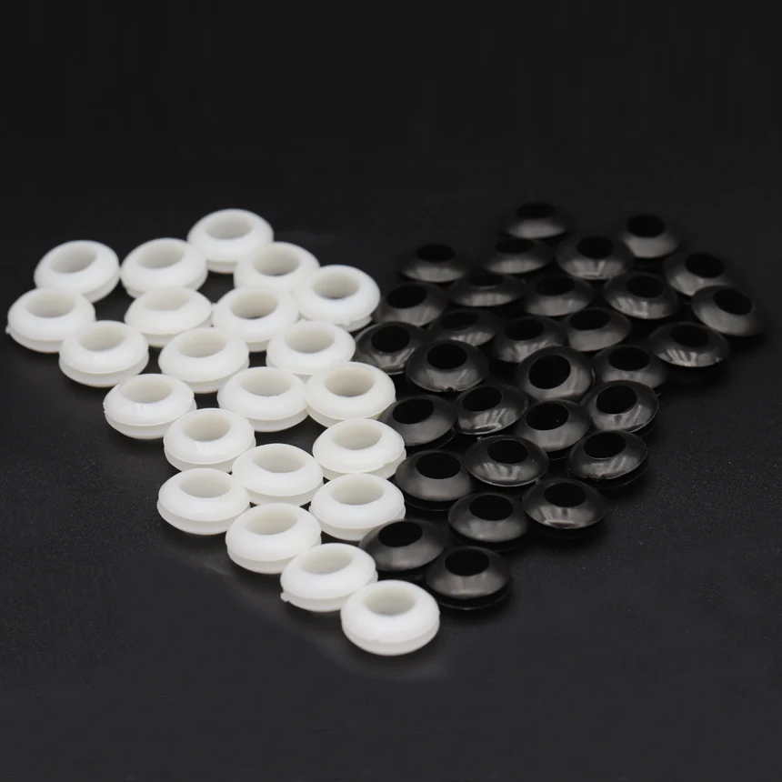 3/4/5/6/7/8/9/10/12/15/20-50mm ID White Black Wire Cable Double Side Hole Plug Protective Coil Cover Seal Gasket O Ring Grommet