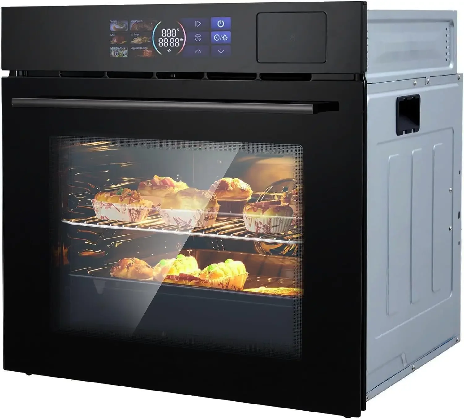 24" Electric Single Wall Oven, 2.47 Cu. Ft. with Air Frying Function, Built-in Electric Wall Oven with 8 Baking Modes & 108 Auto