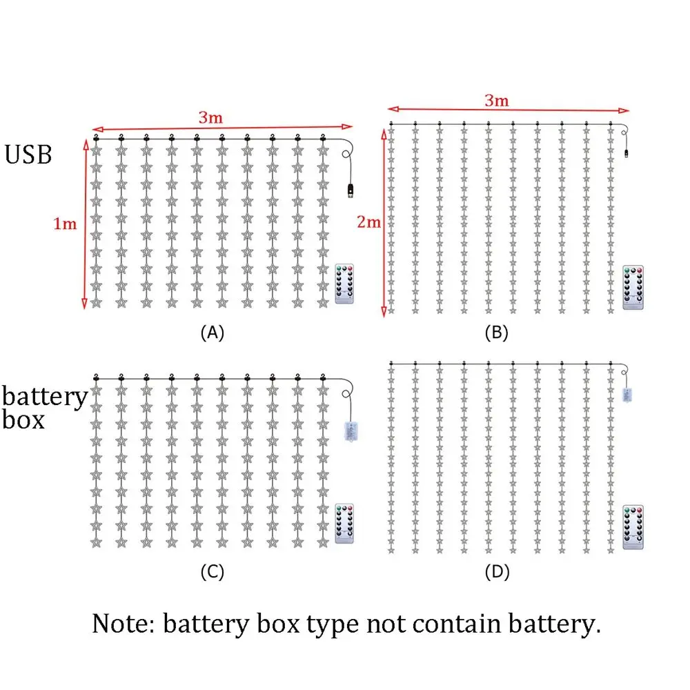 100/200 LEDs Fairy Five-pointed Star Room Layout Hanging Type Curtain String Lights Window Decor LED Star Lamp Xmas Lighting
