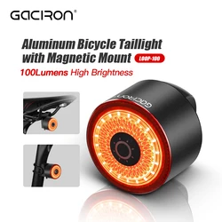 Gaciron W15A Bike Rear Light 100lm High Brightness with Brake Sensor Aluminum Alloy Magnetic Bicycle Saddle Taillight Waterproof