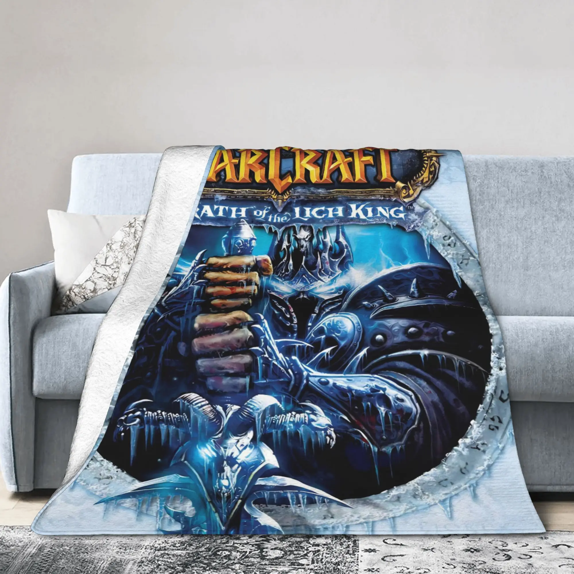 WOW World of Warcraft Arthas ريترو لعبة البطانيات الناعمة السفر أفخم رمي بطانية نمط غرفة نوم الفانيلا المفرش غطاء أريكة #2