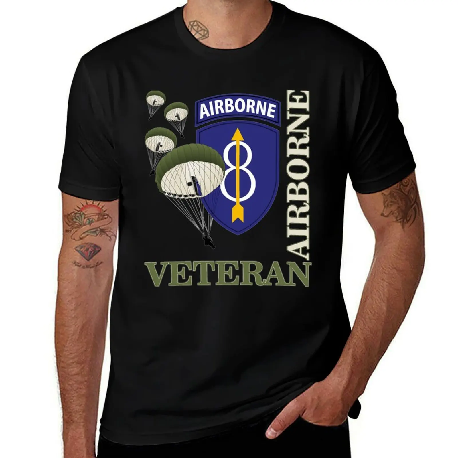 Airborne Veteran 8th Infantry Division T-Shirt Daily Wear Print T-Shirt
