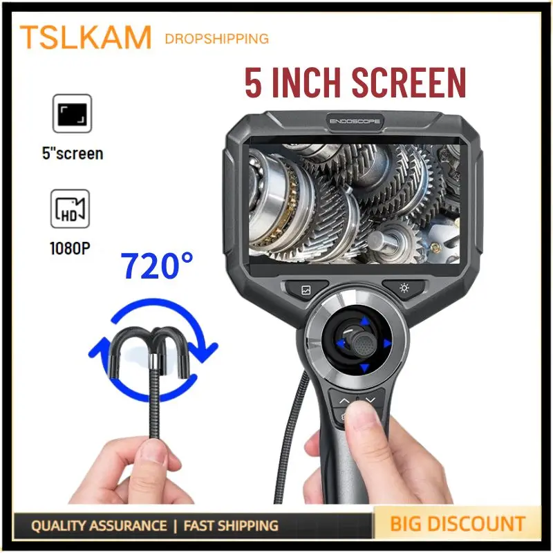 

6MM 1080P 5" Screen 720 degree Articulating Borescope Steering Industrial Endoscope Automotive Car Inspection Camera