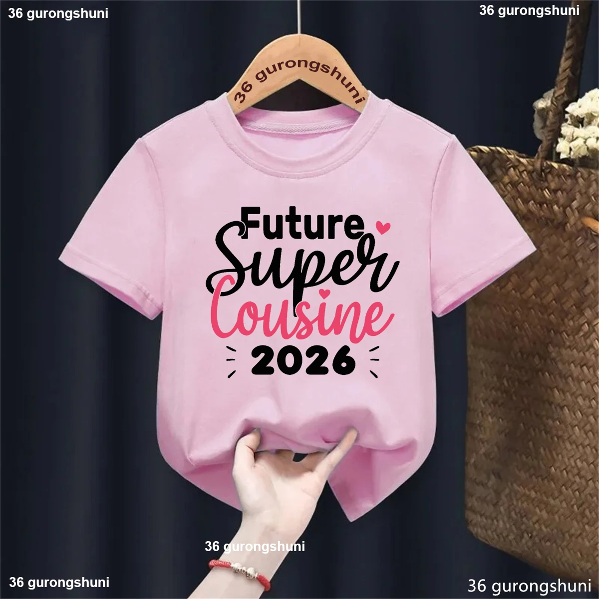 

Funny Kids Clothes Futuer Super Cousin 2026 Printed T Shirt Girls/Boys Pregnancy Announcement Tshirt Summer Tops Tee Shirt