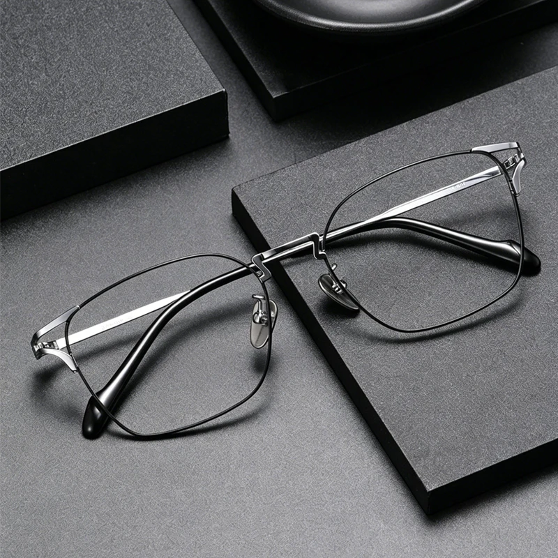 

Ultralight 8g Pure Titanium Square Glasses - Business Men's Eyeglass Frame, Anti Blue Light Optical Glasses for Women