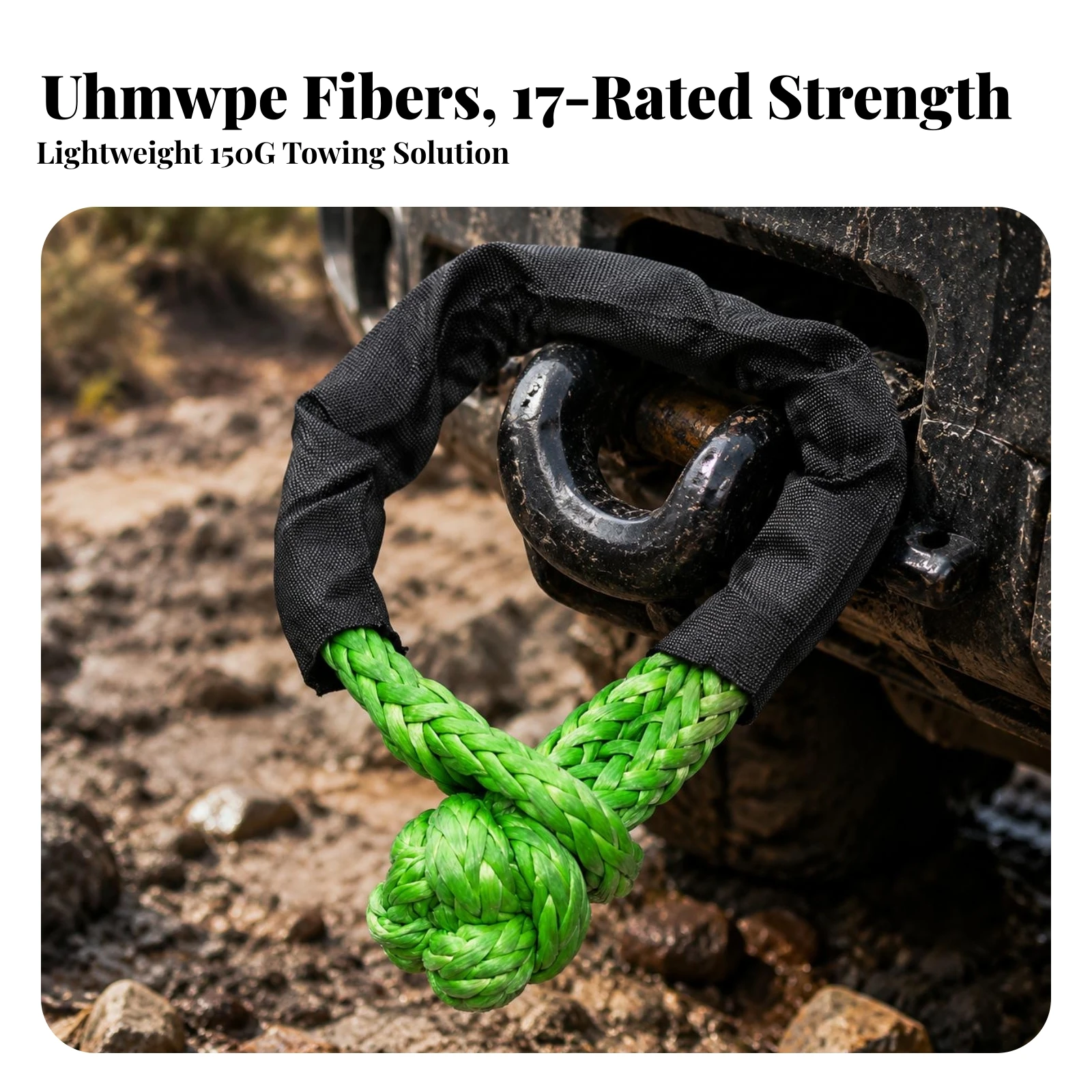 Soft Shackle with Guarding Sleeve High-Tensile Towing Soft Shackle Hardware Synthetic Lightweight for off-Roaders