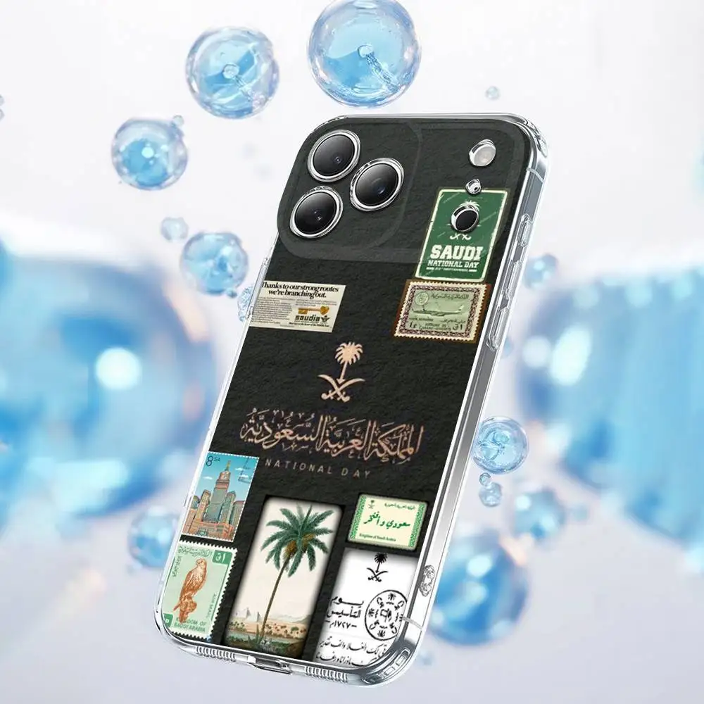 حافظة هاتف Salman المملكة العربية السعودية بعلم الملك لهواتف iPhone 17,16,15,14,13,12,11 Plus,Pro,Max,Plus,E,SE4,Air,Mini Transparent
