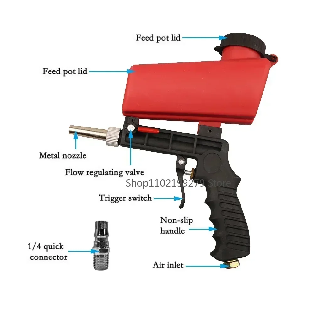 Adjustable Sandblasting Gun 90psi Portable Sand Blaster Sand Blasting Machine Gravity Small Handheld Pneumatic Blasting Gun Tool