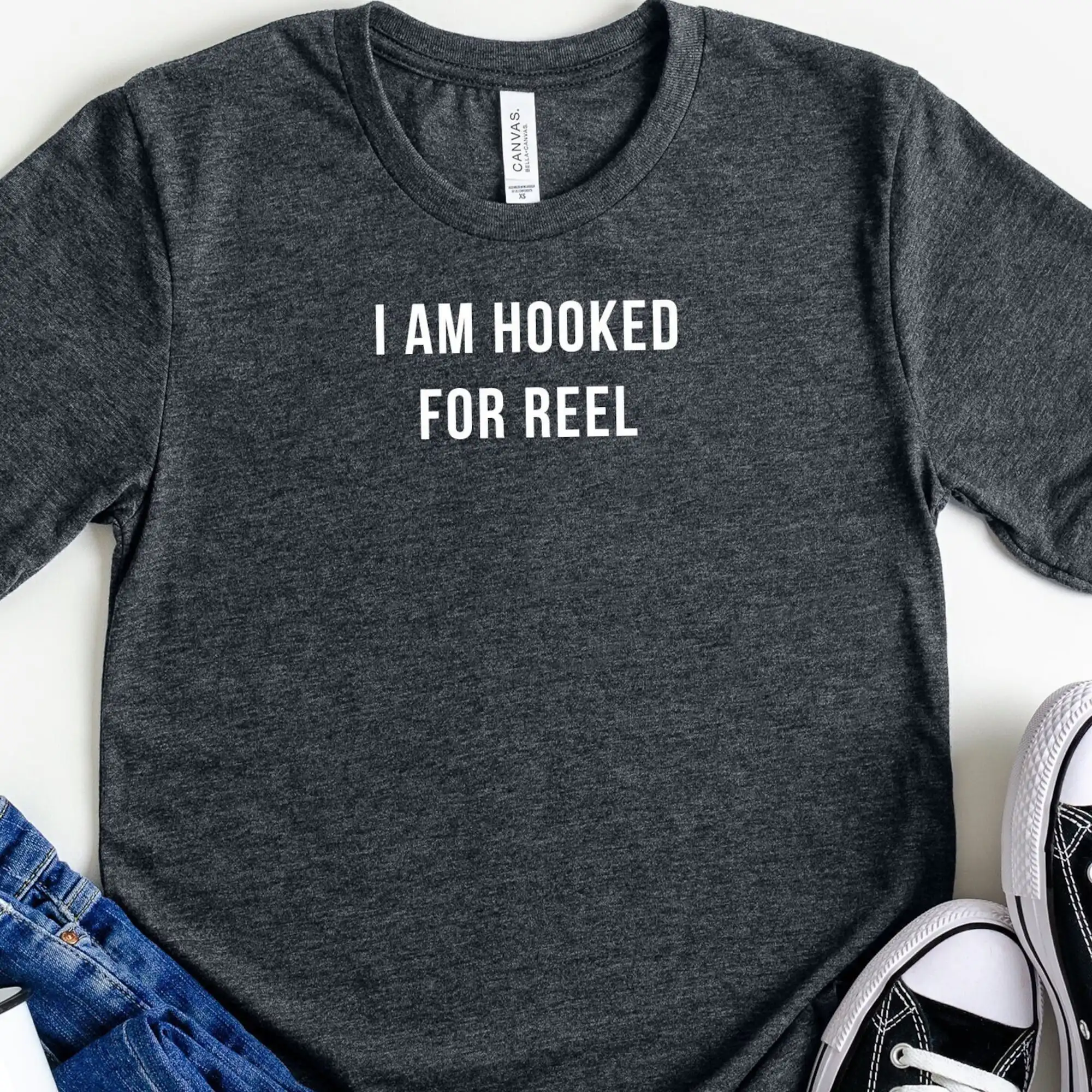 I Am Hooked For Reel Fishing T Shirt Funny Fisherman Dad Fathers Day S Love