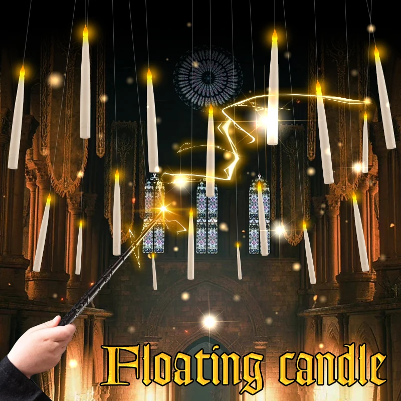 

240-12pcs LED Floating Candles With Magic Wand Remote Control, Flickering Flameless Taper Candle, for Party Home Wedding Decor