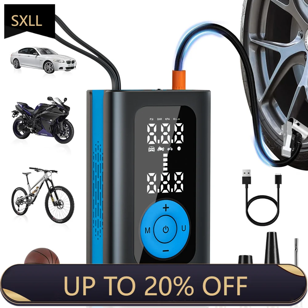 

SXLL 2024 New Portable Air Compressor Mini Tire Inflator Car Tires Bicycle Motorcycle Electric Vehicle Vacuum Pump