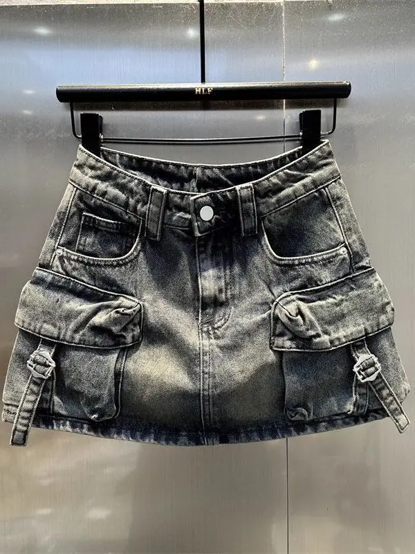 

Washed Casual High Waist Short Skirt Women's Spring Summer New Style Personality Fashion Slimming Versatile Workwear Halves S...