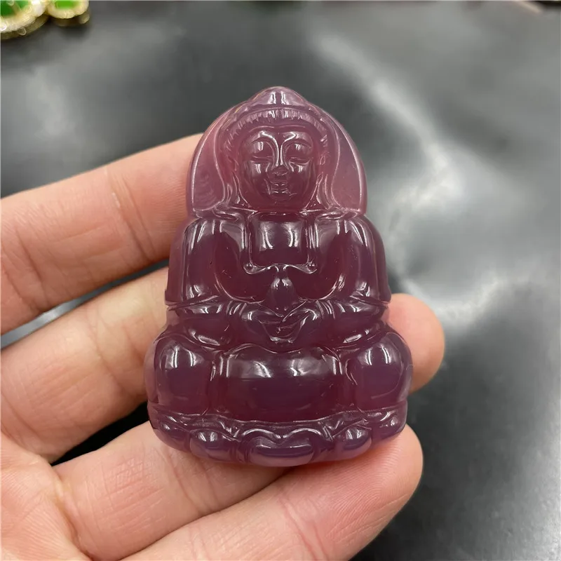 

Императорский халцедон, агат, большой мужской фиолетовый нефритовый кулон Гуаньинь, цепочка для свитера