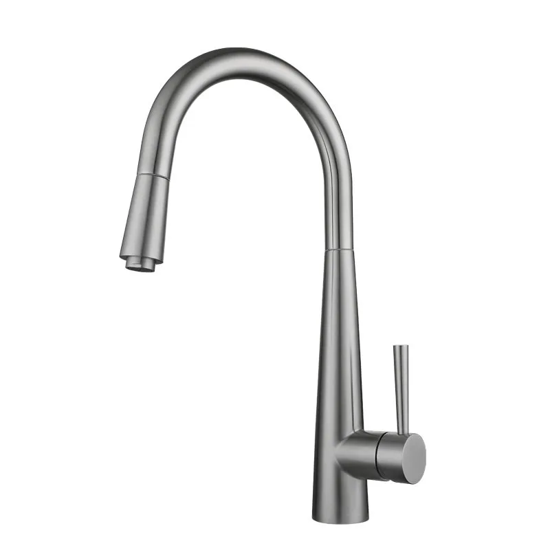 Grifo extraíble de acero inoxidable 304 para fregadero de cocina, mezclador giratorio de agua caliente y fría de un solo orificio, giratorio y