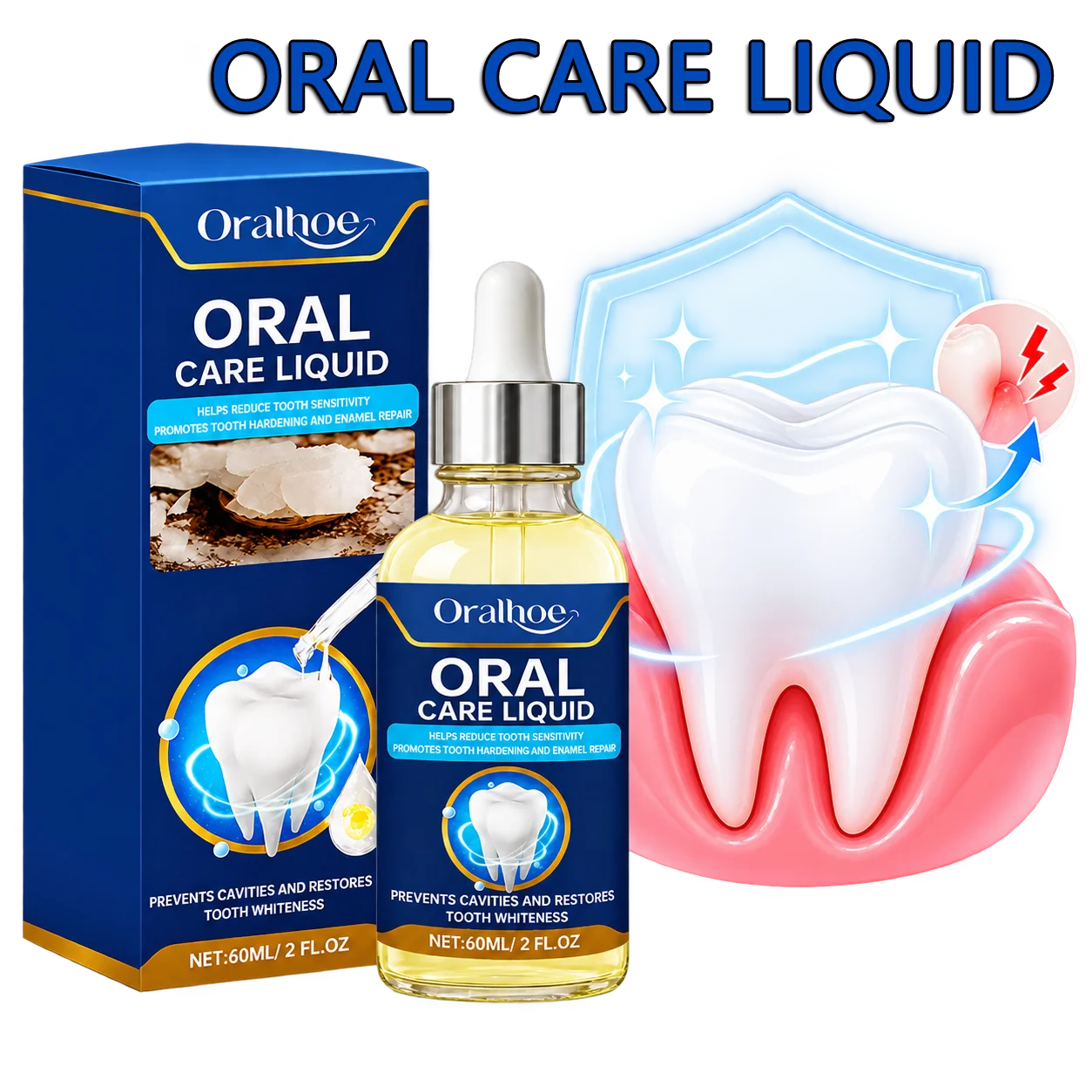 Oral Care Liquid for Teeth, Gentle Dental Cleaning Serum, Fresh Breath Tooth Care Drops, Enamel Protection Daily Oral Hygiene