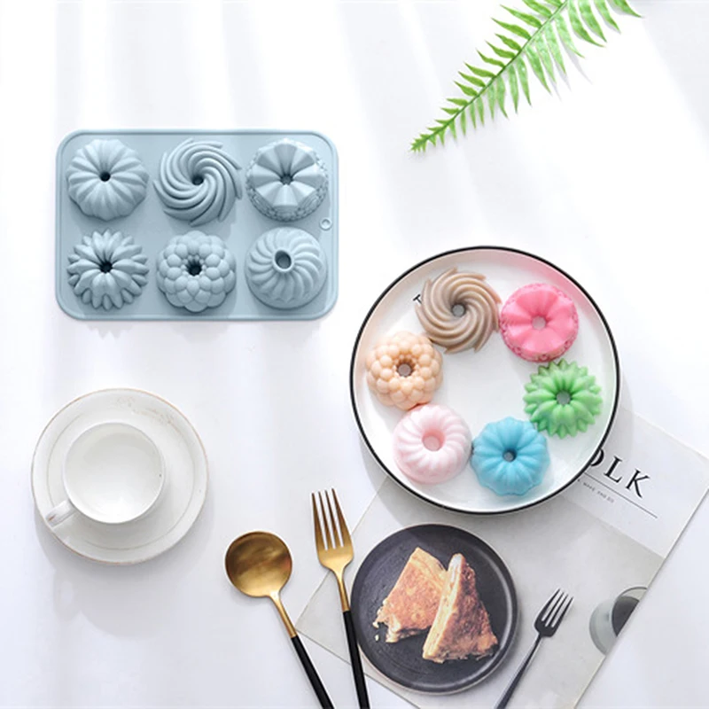 1Pc Mini 6-Cavity Silicone Cake Molds DIY Cake Pans Non-Stick Fluted Baking Moulds For Cake Jellies Kitchen Tool