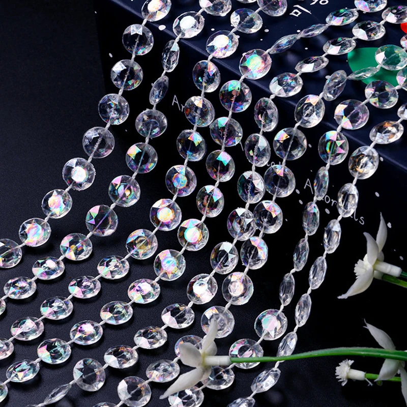 10M Acrylic Crystal Bead Curtain - Exquisite Chain Acrylic Beads Wedding Celebration and Door Curtain Party Decoration Supplies