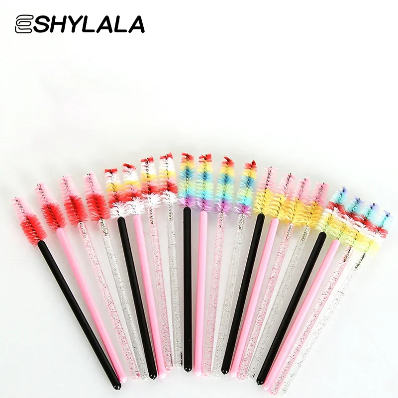 Escova descartável colorida de cristal para cílios, 50 peças, extensão de cílios, varinhas de rímel, maquiagem profissional, ferramenta de beleza