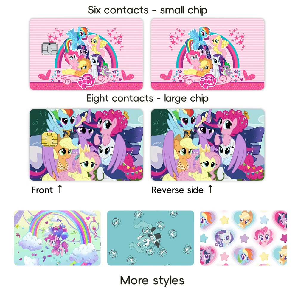 Kawaii Credit Card Skin Stickers My Little Pony Anime Sticker for Visa Debit Bank Charge Card Protective No Adhesive Residue