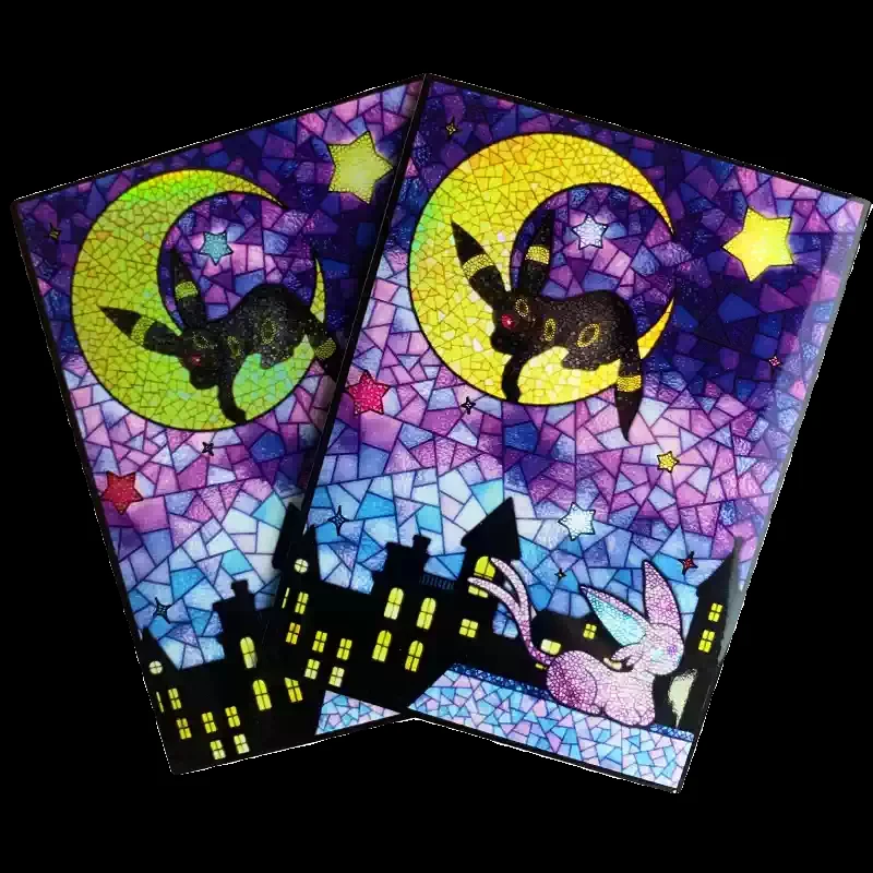 PTCG OPCG WS 66x91 مللي متر نافذة ملونة Eevee بطاقة الألعاب واقية كم أنيمي المدرب نيسا أيونو Lillie سينثيا بطاقة كم لعبة هدية