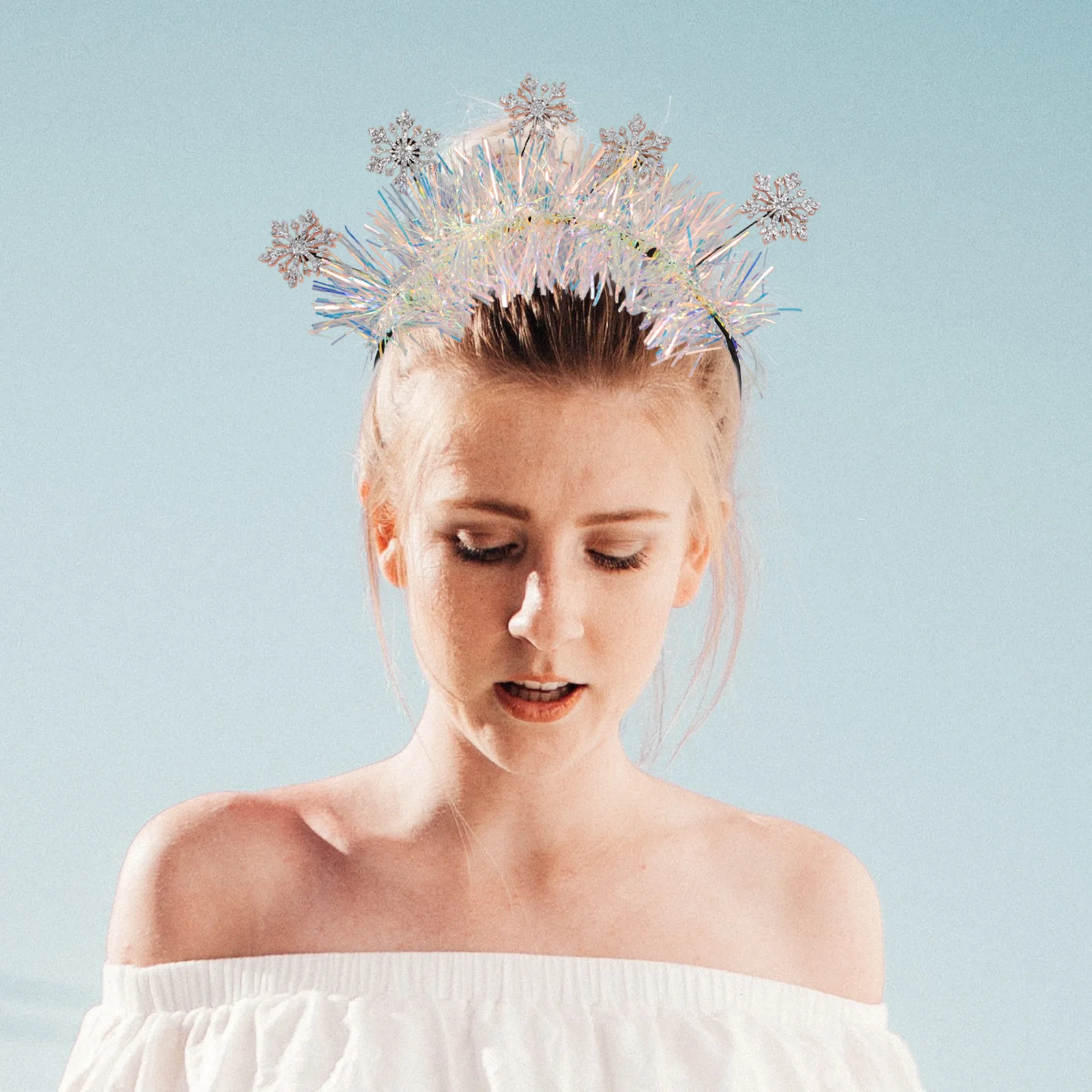 

Christmas Snowflake Headband Glitter Durable Comfortable Holiday Headband Xmas Party Hair Decoration Accessories