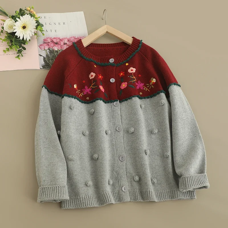 Spring Sweet Mori Girl Japan Style Floral Embroidered Sweater Cardigan Women O-neck Long Sleeve Single Breasted Knitted Sweater