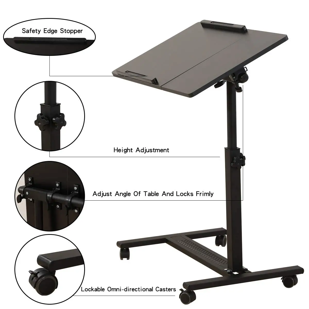 Mesa sobre cama con ruedas ajustables |   Mesa rodante para ordenador portátil, escritorio sobre cama, bandeja para Hospital, mesa, sofá, silla, mesa auxiliar