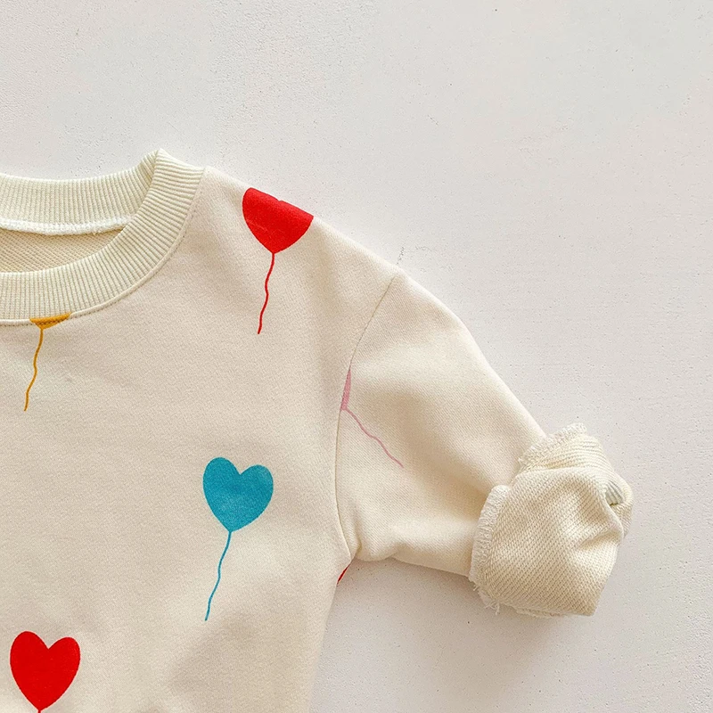 Infant Kids Baby Boys Girls Long Sleeve Love Heart Print Tops + Pants Clothing Sets Baby Girl Boy Children's Clothes Suit image 5
