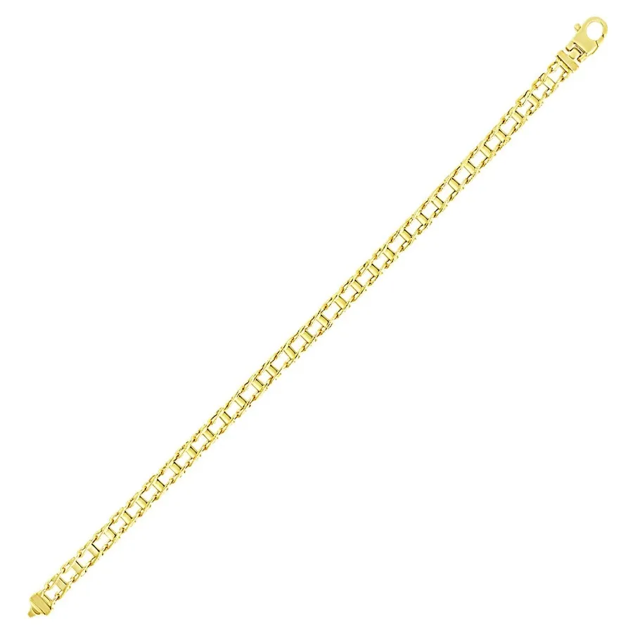

14k Yellow Gold Men's Bracelet with Rail Motif Links