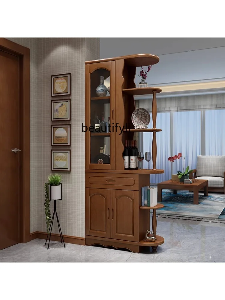 Solid Wood Porch Partition Wine Cabinet Simple Modern Living Room Living Room Hall Hallway Storage Shoe Cabinet Integrated