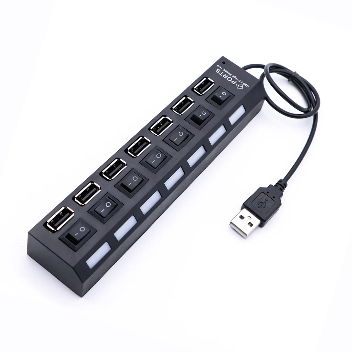 

7 Ports USB Hub High Speed Splitter for Laptop Computer Durable Use LED Indicator Multifunction Adapter Gaming