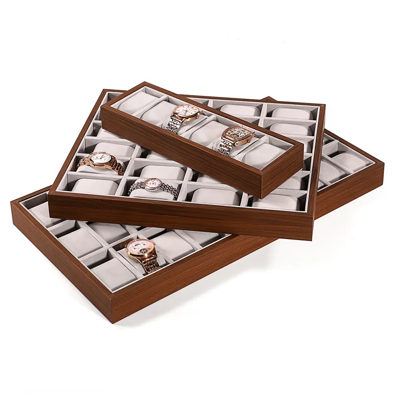 Walnut Wood Watch Display Tray – Multi-Function Watch Box & Jewelry Organizer