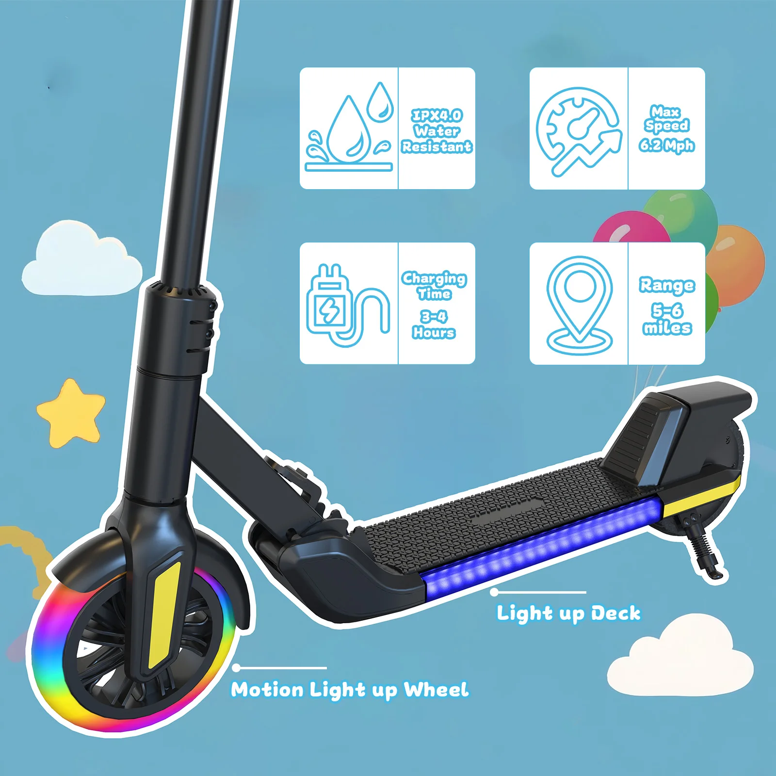 Hugtoday scooter elétrico para crianças 150w motor 9 mph WQ-Q1 crianças e-scooter ajustável altura & velocidade dobrável scooter dobrável