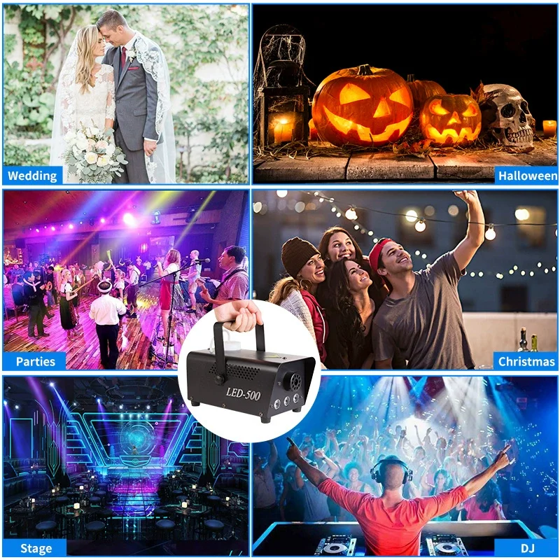 Nieuwe afstandsbediening LED 500W rookmachine RGB Gemengde kleur rookmachine professionele rookuitwerper podiumapparatuur LED-fogger