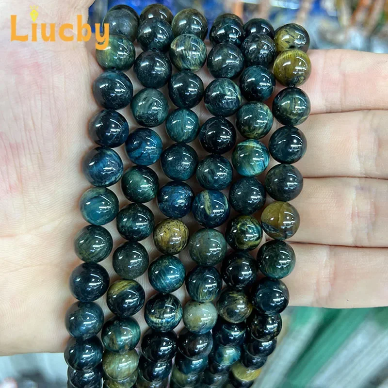 Naturstein, graue, gemischte Farben, Tigeraugen-Perlen, DIY-Armbänder, Zubehör, Schlüsselanhänger, für die Schmuckherstellung, 15" Strang, 6/8/10/12/14 mm – Detail 5