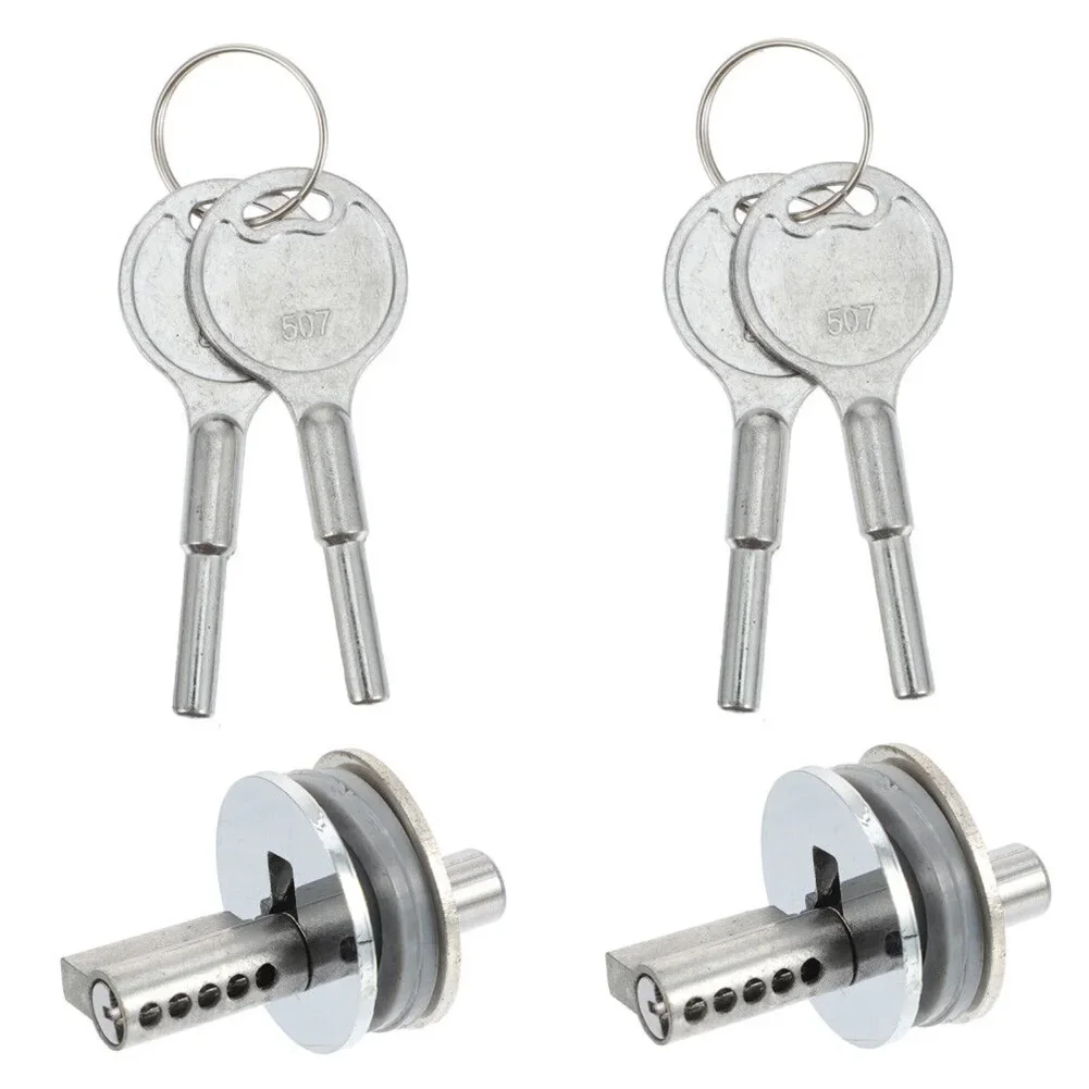 Glass Door Lock With Keys Counter Jewelry Cabinet Hardware Display Case Sliding Zinc Alloy Door Lock  Door Hardware