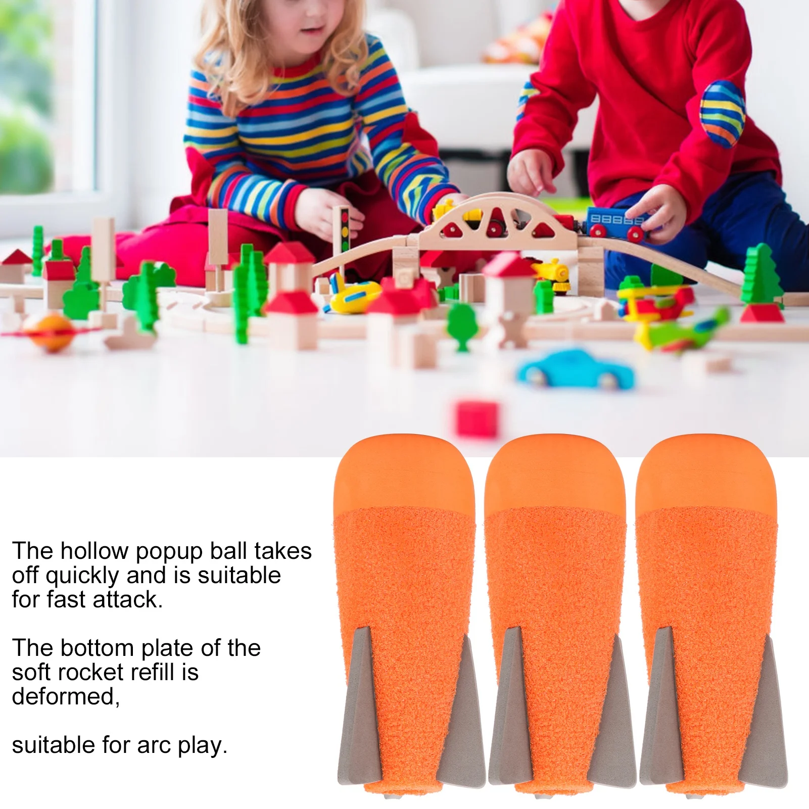 

ZK20 3Pcs EVA Missile Rocket Refill Accessory for Cartridge Type Children Toy Gun Orange