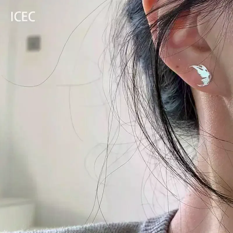 

2 Pairs Silver Creative Small Angel Wings Earrings For Women Girls CZ Studs Wedding Party Luxury Ear Jewelry Birthday Gifts