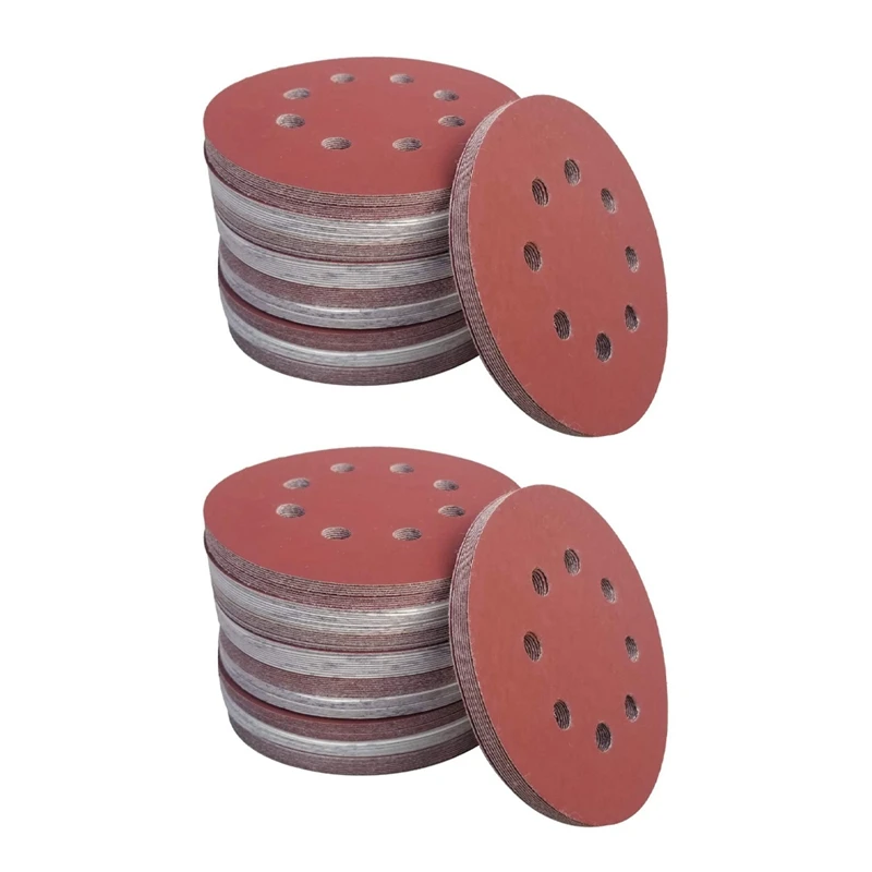 200 PCS 5 Inch 8 Holes Hook And Loop Sanding Disc Sandpaper, 40 Pcs Each Of 600 800 1000 1500 2000 Grits Sand Paper