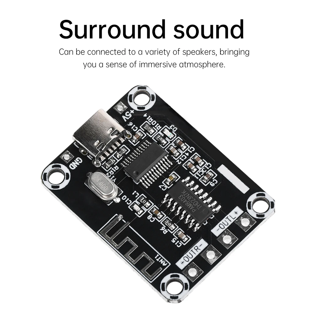 XH-A155 Mini PAM8403 Ultra Clear Class D Bluetooth Digital Amplifier Board 5W+5W Amplifier Board Type-C DC 5V