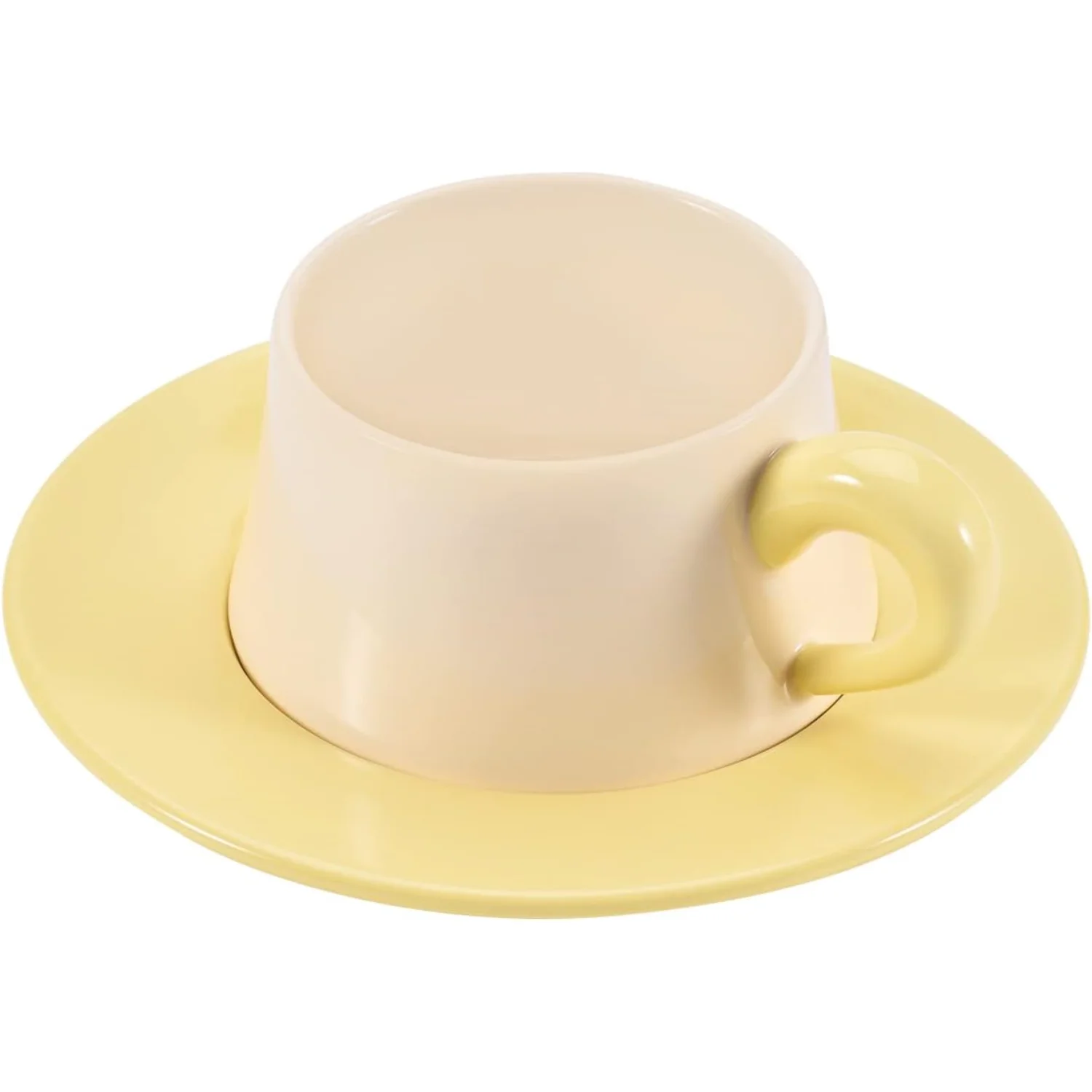 Ceramic ,   Contrast Cup with Saucer for Office and , Dishwasher and Microwave , 8.5 oz/250 ml for Latte Tea Milk