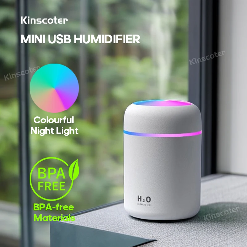 

300ML Mini Ultrasonic Air Humidifier Romantic Light USB Essential Oil Diffuser Car Purifier Aroma Anion Mist Maker