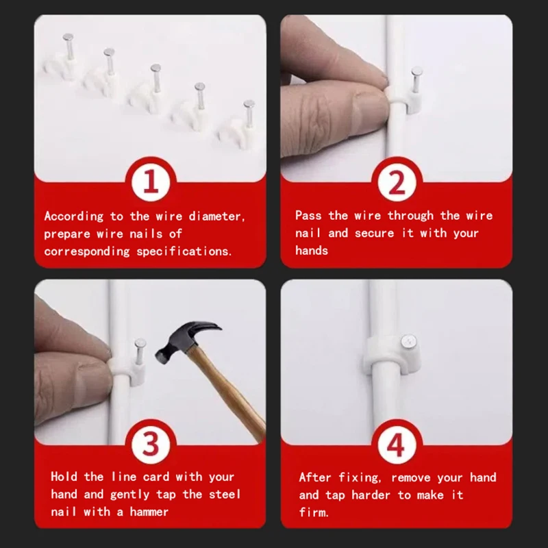 45PCS Round Cable Clips 16/20/25mm C Shaped Steel Nail Wire Clamp PVC Pipe Clamp Line Cord Buckle Management Fixed Wall Holder